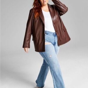 And Now This brown faux leather jacket